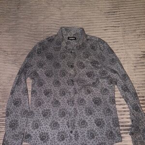 Express Gray Floral Lightweight Shirt Jacket